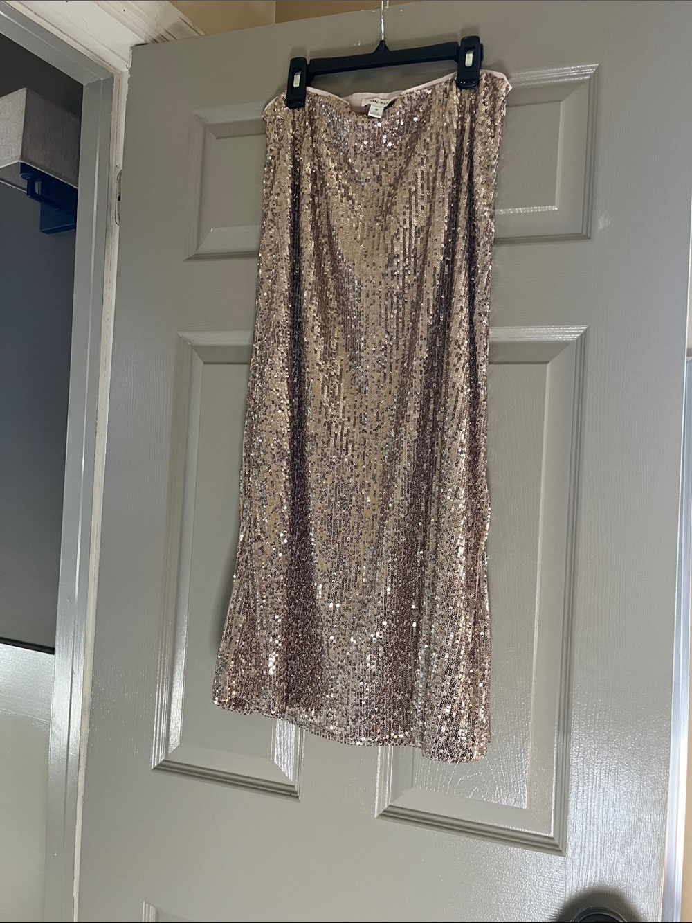 Sequin Midi Skirt in Rose Gold - Elegant Party Skirt